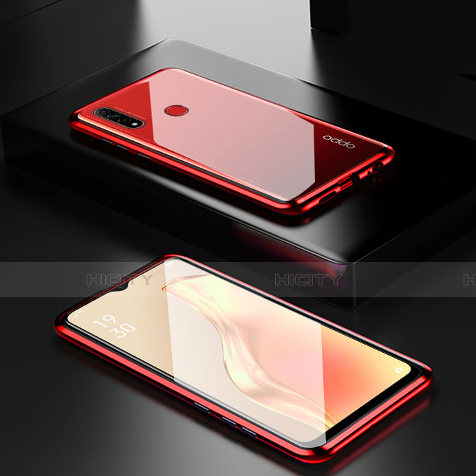 Custodia Lusso Alluminio Laterale Specchio 360 Gradi Cover per Oppo A31 Rosso