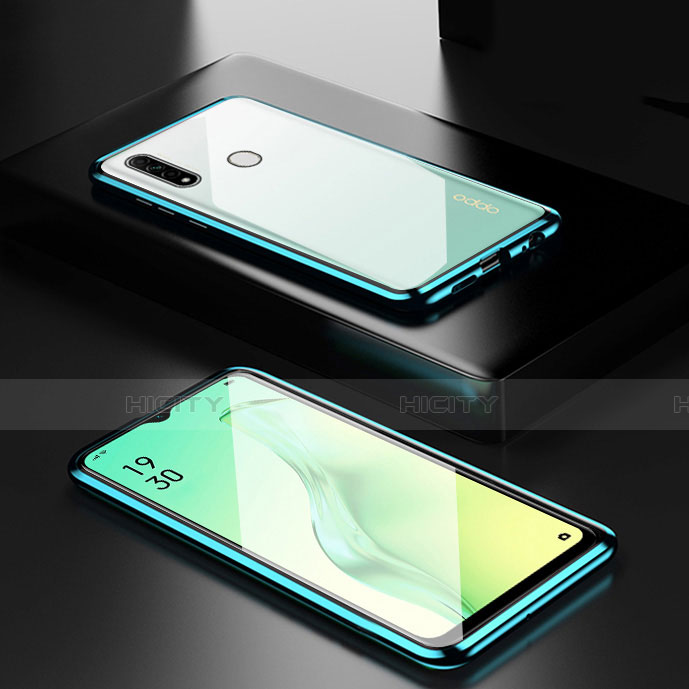 Custodia Lusso Alluminio Laterale Specchio 360 Gradi Cover per Oppo A8 Verde