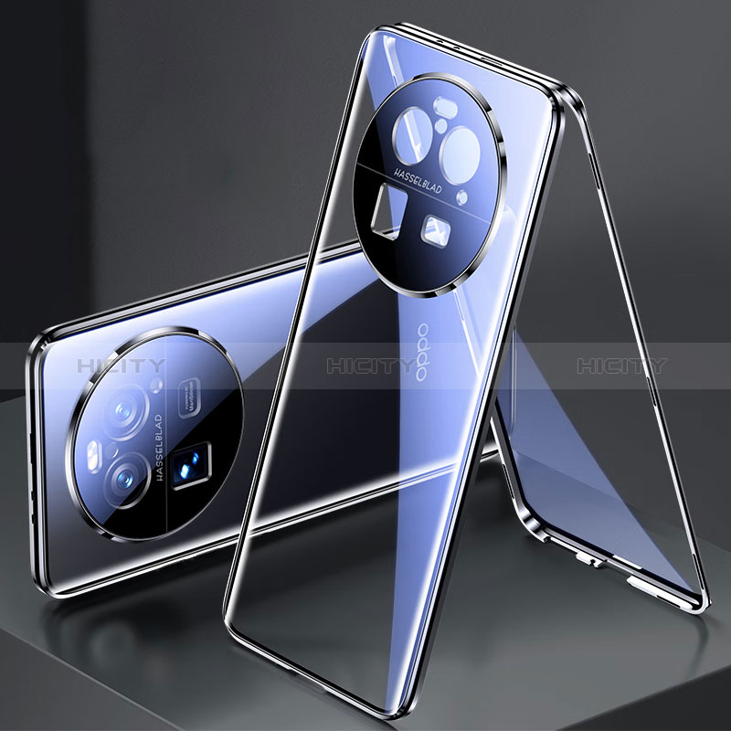 Custodia Lusso Alluminio Laterale Specchio 360 Gradi Cover per Oppo Find X6 Pro 5G Nero