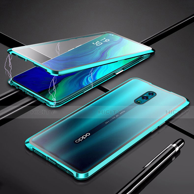 Custodia Lusso Alluminio Laterale Specchio 360 Gradi Cover per Oppo K3 Verde