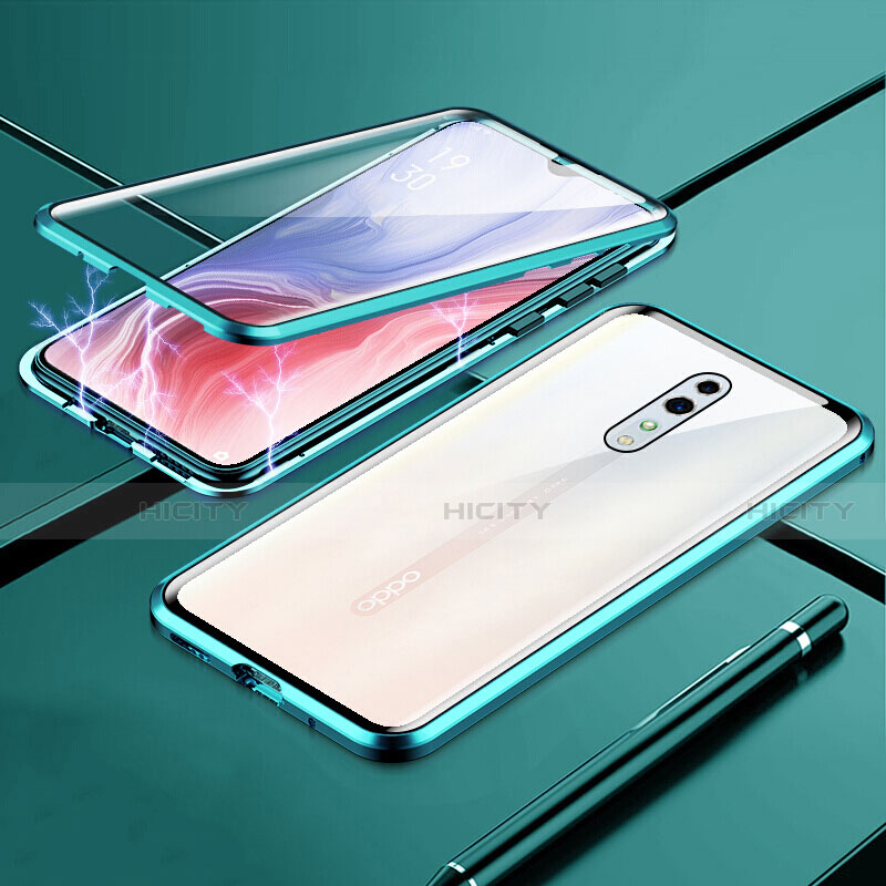 Custodia Lusso Alluminio Laterale Specchio 360 Gradi Cover per Oppo Reno Z Verde