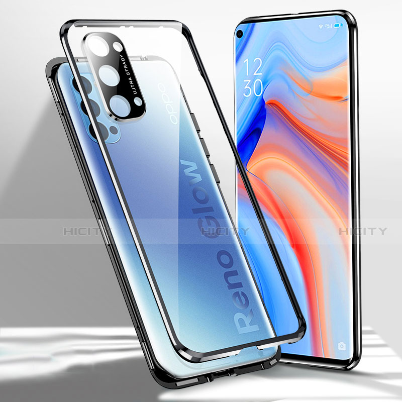 Custodia Lusso Alluminio Laterale Specchio 360 Gradi Cover per Oppo Reno4 5G