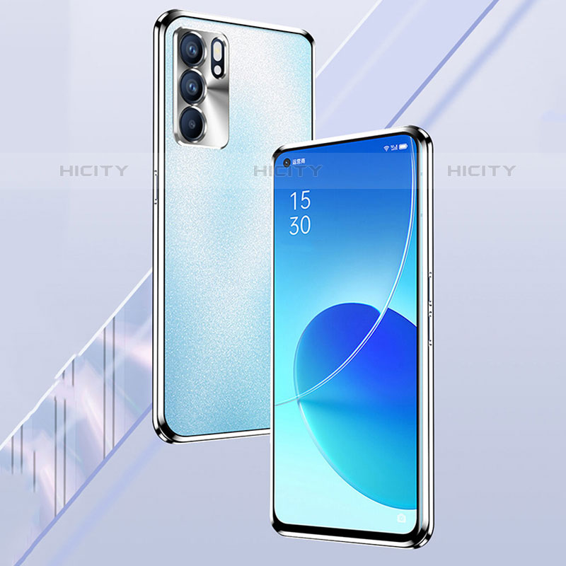 Custodia Lusso Alluminio Laterale Specchio 360 Gradi Cover per Oppo Reno6 Pro 5G India