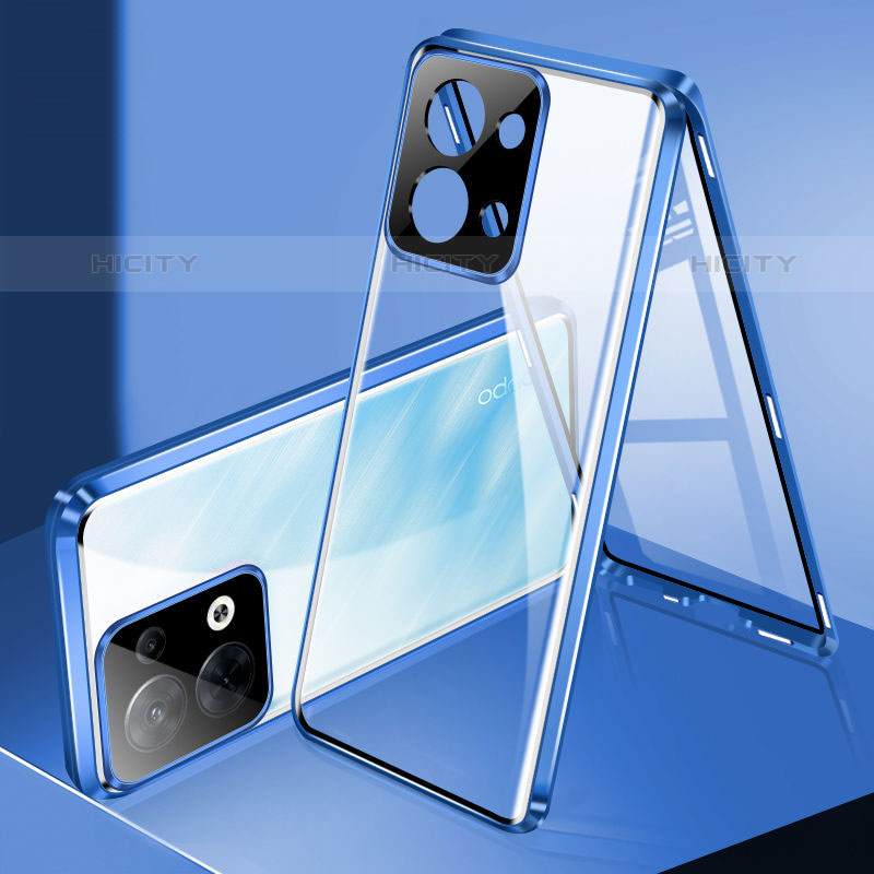 Custodia Lusso Alluminio Laterale Specchio 360 Gradi Cover per Oppo Reno8 Pro 5G