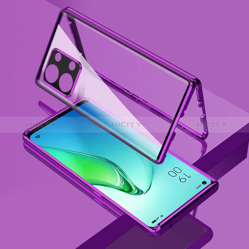 Custodia Lusso Alluminio Laterale Specchio 360 Gradi Cover per Oppo Reno9 Pro+ Plus 5G