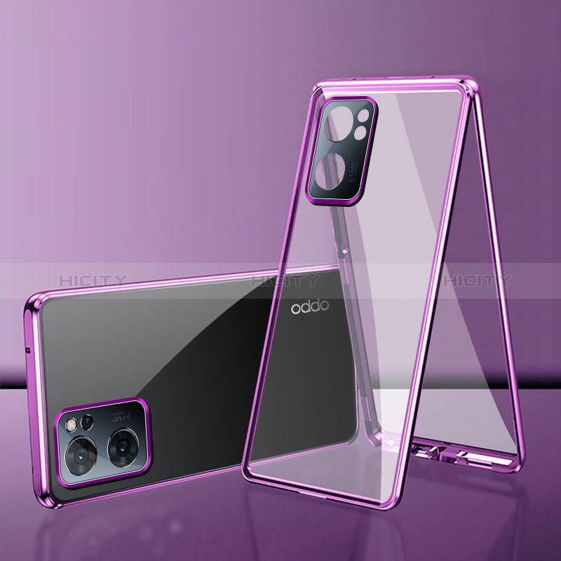 Custodia Lusso Alluminio Laterale Specchio 360 Gradi Cover per Realme Narzo 50 5G Viola