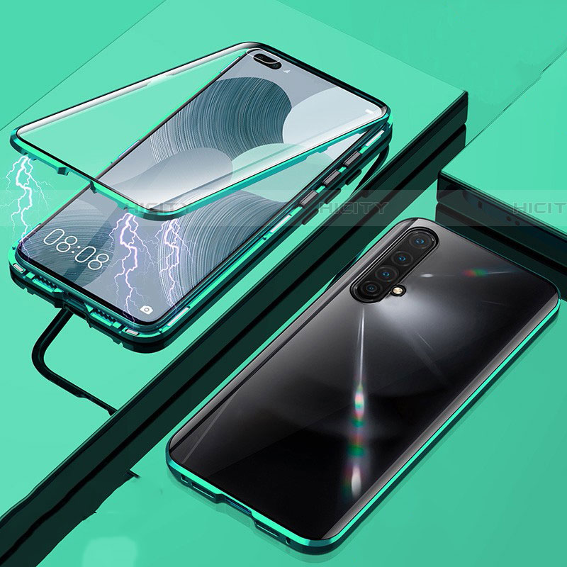 Custodia Lusso Alluminio Laterale Specchio 360 Gradi Cover per Realme X50 5G Verde