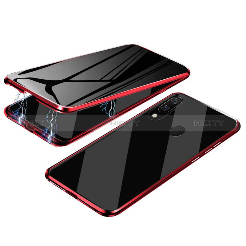 Custodia Lusso Alluminio Laterale Specchio 360 Gradi Cover per Samsung Galaxy A30 Rosso