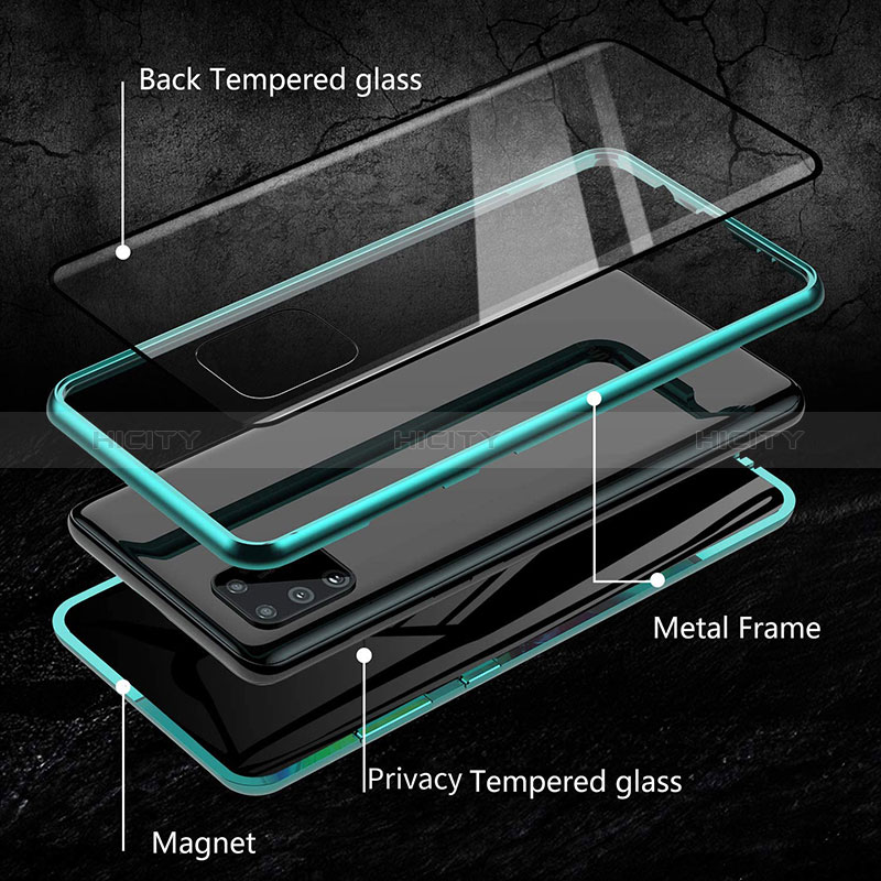 Custodia Lusso Alluminio Laterale Specchio 360 Gradi Cover per Samsung Galaxy M21