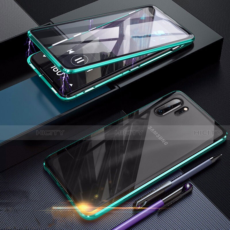 Custodia Lusso Alluminio Laterale Specchio 360 Gradi Cover per Samsung Galaxy Note 10 Plus 5G Verde