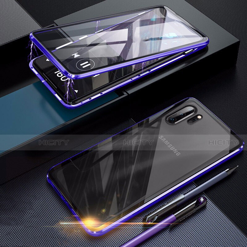 Custodia Lusso Alluminio Laterale Specchio 360 Gradi Cover per Samsung Galaxy Note 10 Plus 5G Viola
