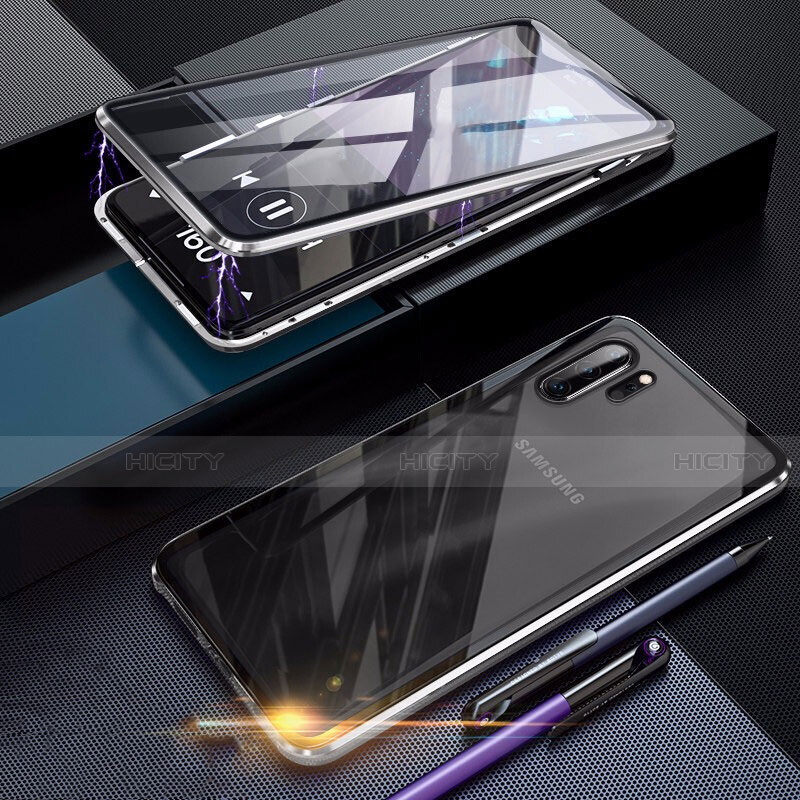 Custodia Lusso Alluminio Laterale Specchio 360 Gradi Cover per Samsung Galaxy Note 10 Plus Argento