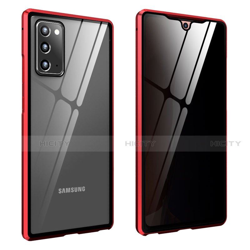 Custodia Lusso Alluminio Laterale Specchio 360 Gradi Cover per Samsung Galaxy Note 20 5G Rosso