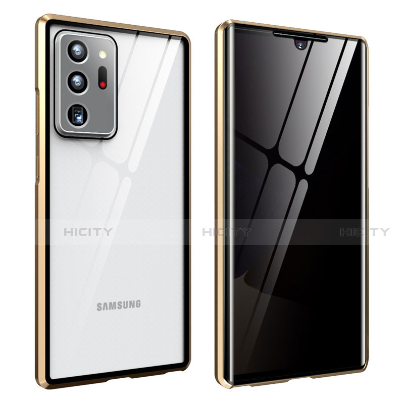 Custodia Lusso Alluminio Laterale Specchio 360 Gradi Cover per Samsung  Galaxy Note 20 Ultra 5G Oro
