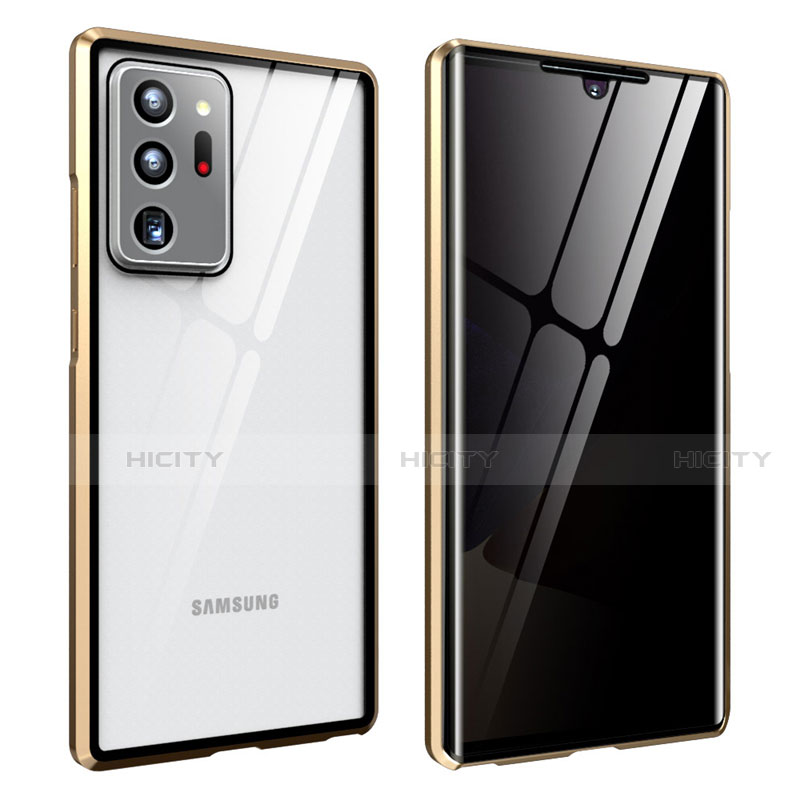 Custodia Lusso Alluminio Laterale Specchio 360 Gradi Cover per Samsung Galaxy Note 20 Ultra 5G Oro