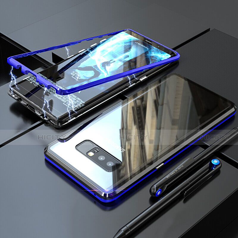Custodia Lusso Alluminio Laterale Specchio 360 Gradi Cover per Samsung Galaxy Note 8