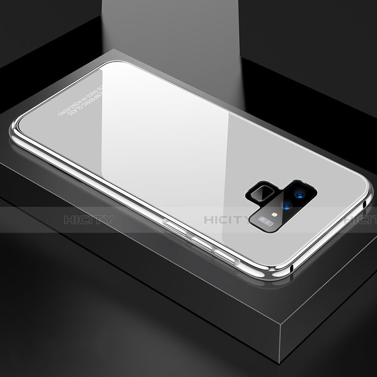 Custodia Lusso Alluminio Laterale Specchio 360 Gradi Cover per Samsung Galaxy Note 9 Bianco