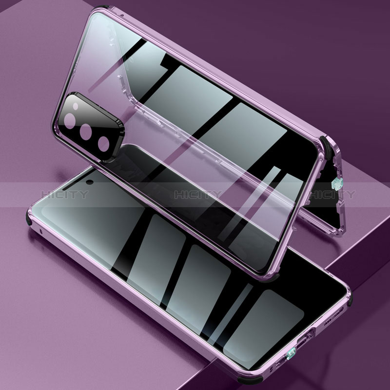 Custodia Lusso Alluminio Laterale Specchio 360 Gradi Cover per Samsung Galaxy S20 FE (2022) 5G Viola