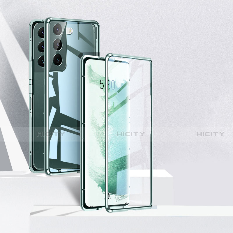 Custodia Lusso Alluminio Laterale Specchio 360 Gradi Cover per Samsung Galaxy S21 5G Verde