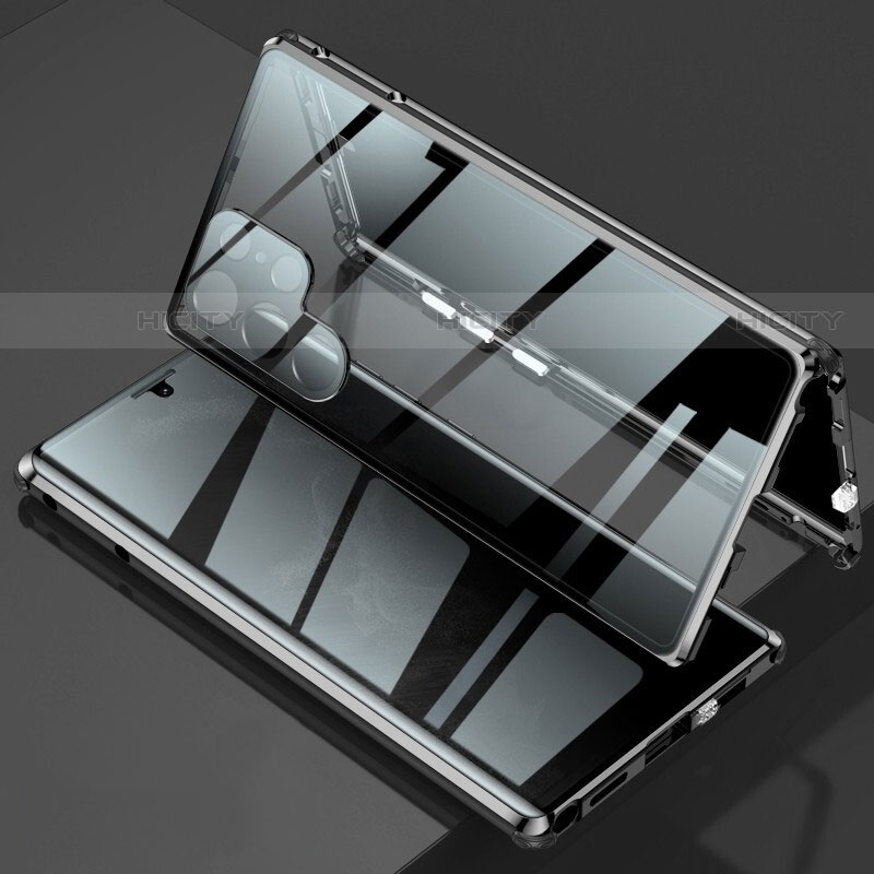 Custodia Lusso Alluminio Laterale Specchio 360 Gradi Cover per Samsung Galaxy S21 Ultra 5G Nero