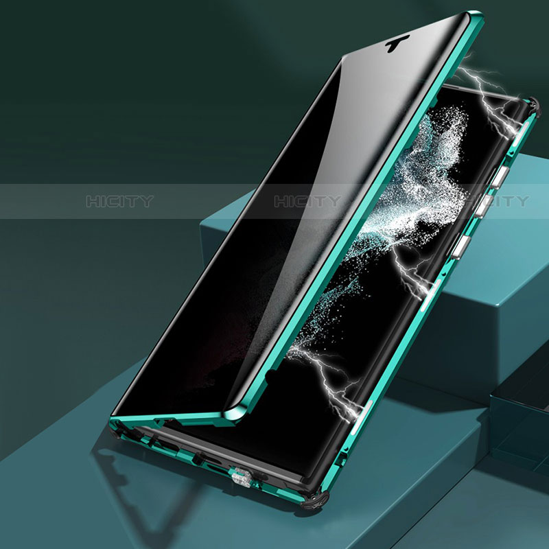 Custodia Lusso Alluminio Laterale Specchio 360 Gradi Cover per Samsung Galaxy S22 Ultra 5G