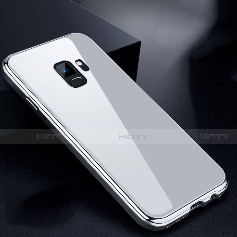 Custodia Lusso Alluminio Laterale Specchio 360 Gradi Cover per Samsung Galaxy S9 Bianco