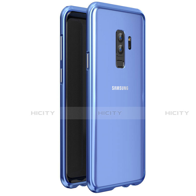 Custodia Lusso Alluminio Laterale Specchio 360 Gradi Cover per Samsung Galaxy S9 Plus Blu