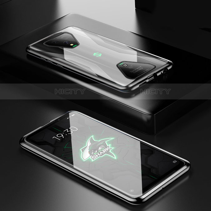 Custodia Lusso Alluminio Laterale Specchio 360 Gradi Cover per Xiaomi Black Shark 3 Nero