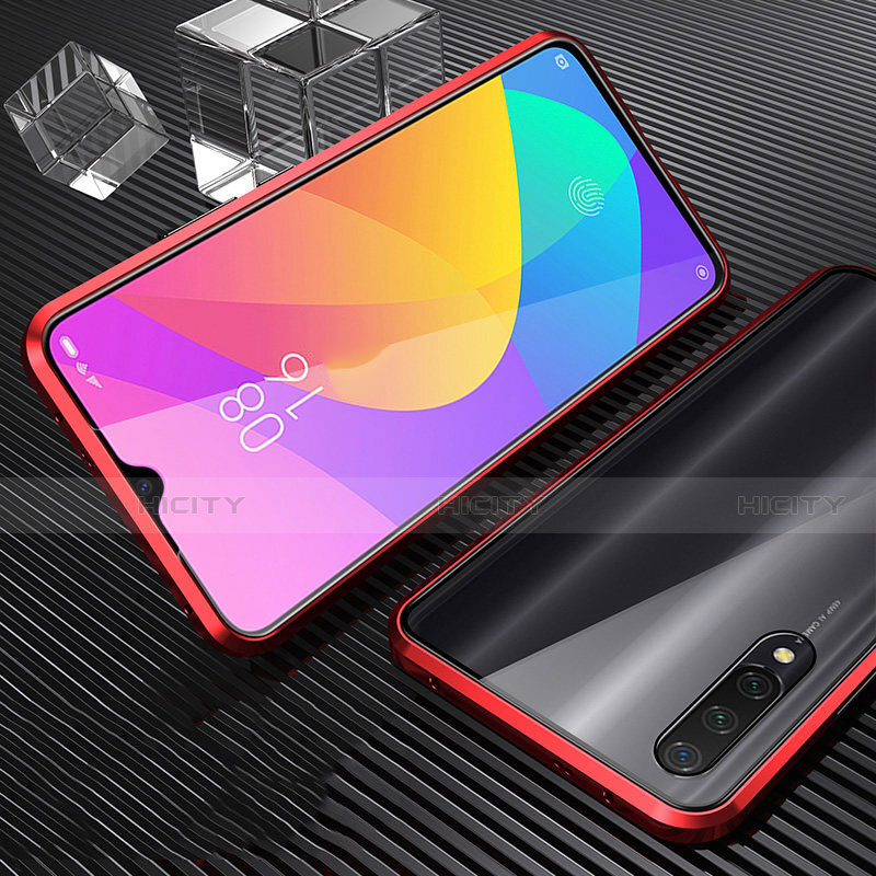 Custodia Lusso Alluminio Laterale Specchio 360 Gradi Cover per Xiaomi CC9e Rosso