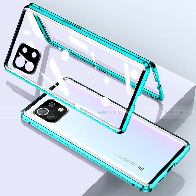 Custodia Lusso Alluminio Laterale Specchio 360 Gradi Cover per Xiaomi Mi 11 Lite 4G Verde