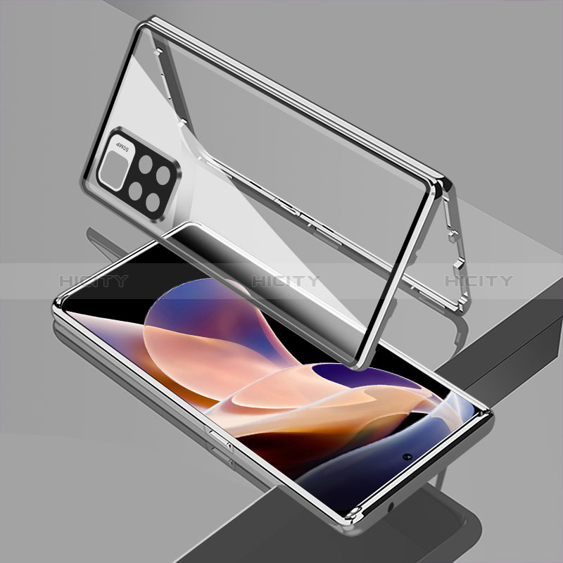 Custodia Lusso Alluminio Laterale Specchio 360 Gradi Cover per Xiaomi Mi 11i 5G (2022) Argento