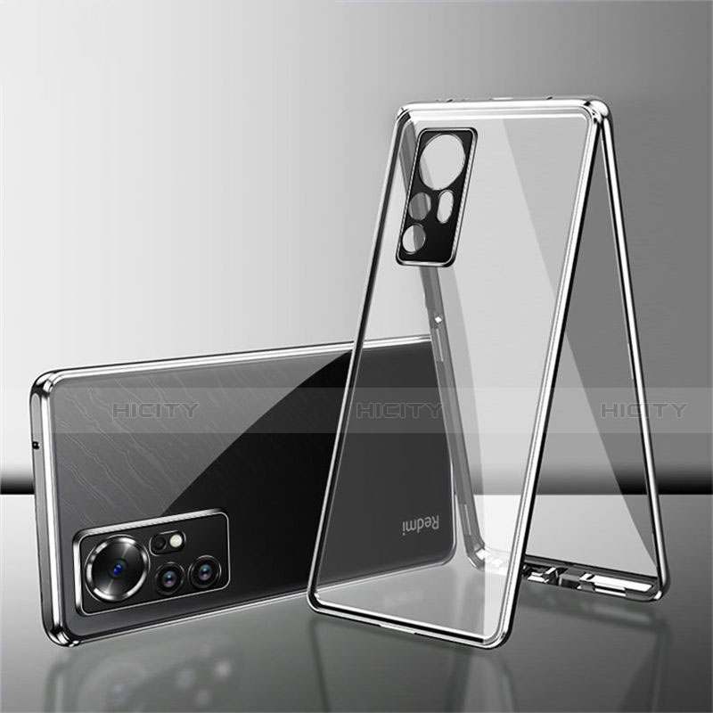 Custodia Lusso Alluminio Laterale Specchio 360 Gradi Cover per Xiaomi Mi 12 5G Argento