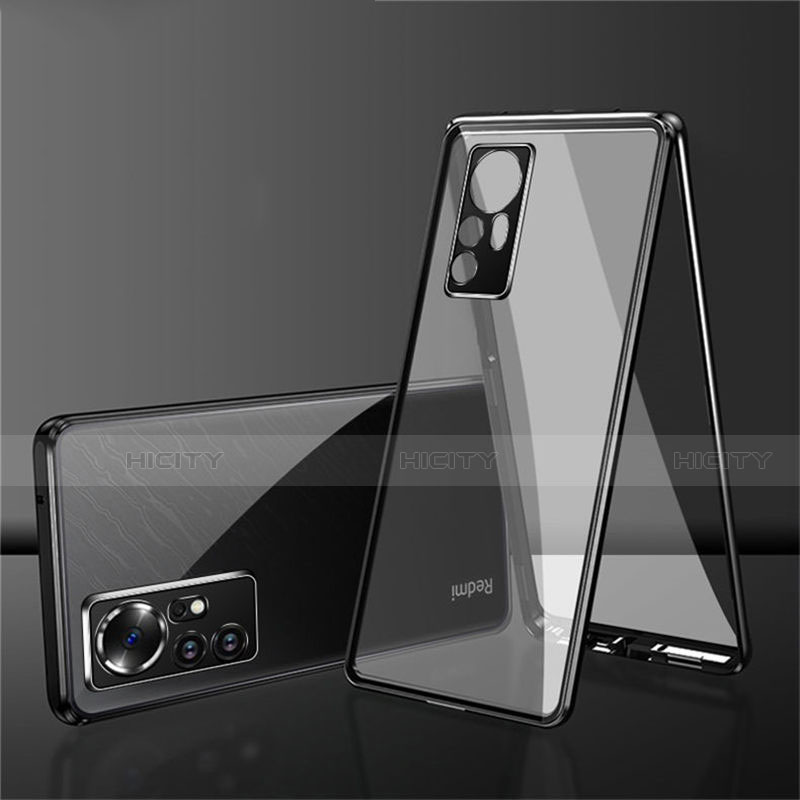 Custodia Lusso Alluminio Laterale Specchio 360 Gradi Cover per Xiaomi Mi 12 5G Nero