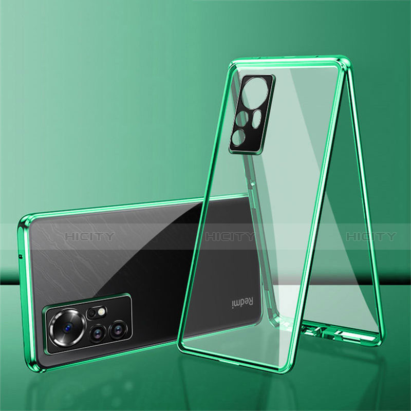 Custodia Lusso Alluminio Laterale Specchio 360 Gradi Cover per Xiaomi Mi 12 5G Verde
