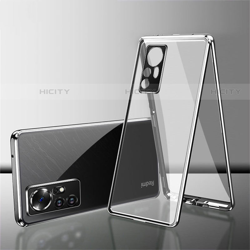Custodia Lusso Alluminio Laterale Specchio 360 Gradi Cover per Xiaomi Mi 12 Pro 5G Argento
