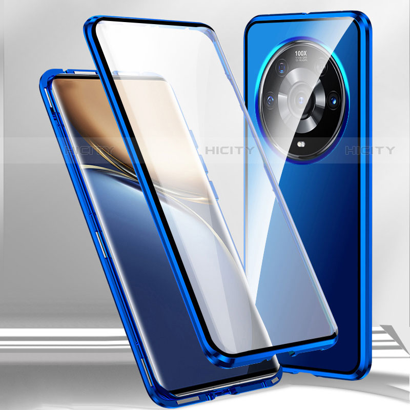 Custodia Lusso Alluminio Laterale Specchio 360 Gradi Cover per Xiaomi Mi 12 Ultra 5G Blu