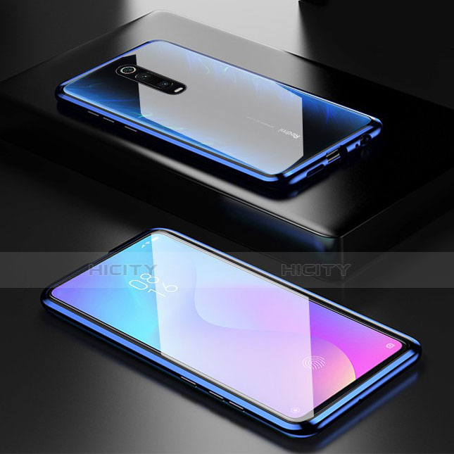 Custodia Lusso Alluminio Laterale Specchio 360 Gradi Cover per Xiaomi Mi 9T Pro Blu