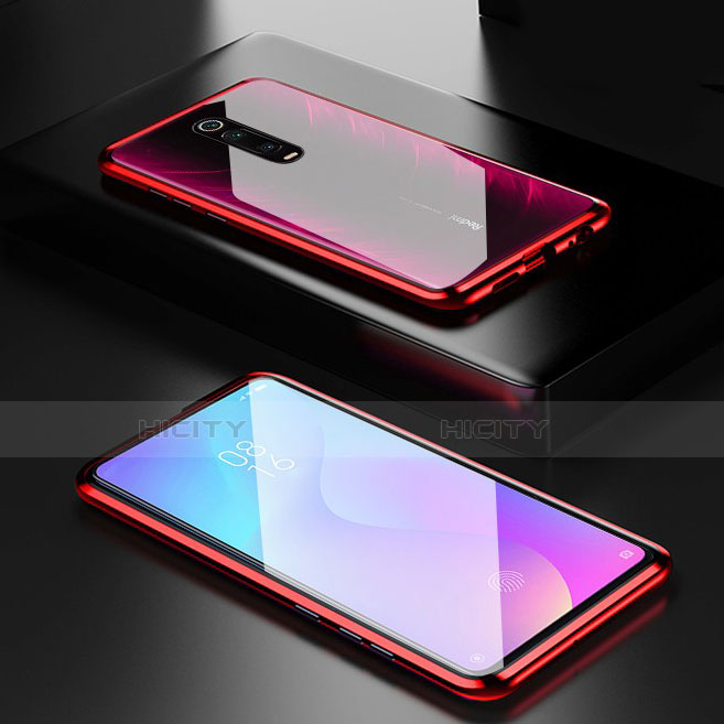 Custodia Lusso Alluminio Laterale Specchio 360 Gradi Cover per Xiaomi Mi 9T Rosso