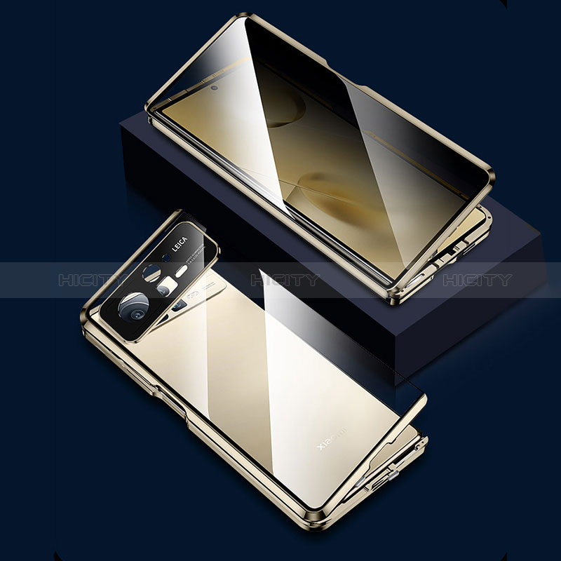 Custodia Lusso Alluminio Laterale Specchio 360 Gradi Cover per Xiaomi Mix Fold 2 5G Oro