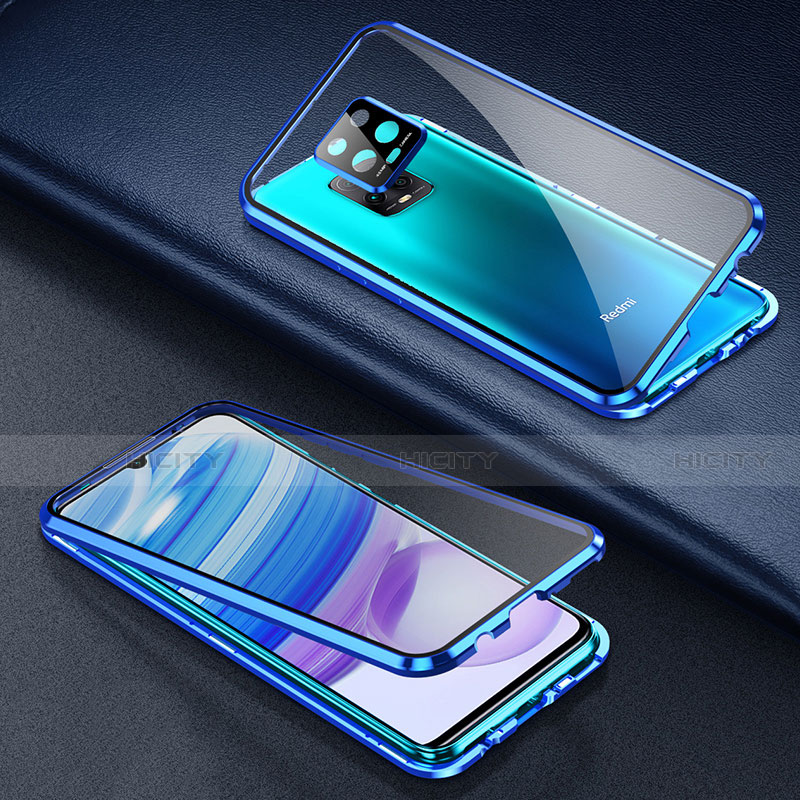 Custodia Lusso Alluminio Laterale Specchio 360 Gradi Cover per Xiaomi Redmi 10X Pro 5G Blu