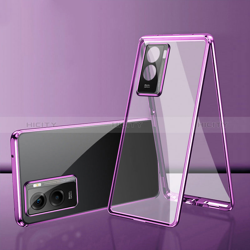 Custodia Lusso Alluminio Laterale Specchio 360 Gradi Cover per Xiaomi Redmi A2 Plus Viola