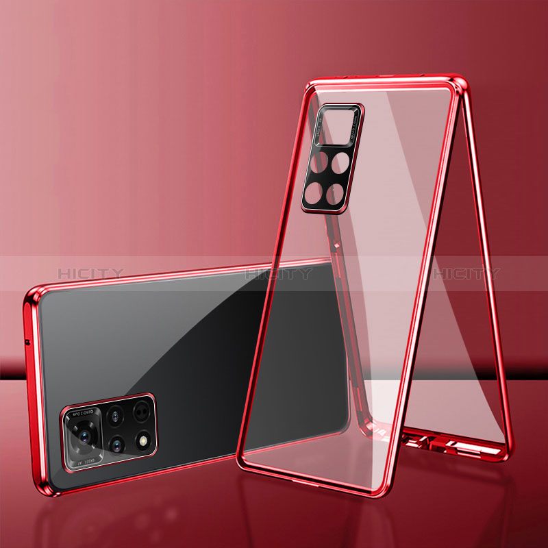 Custodia Lusso Alluminio Laterale Specchio 360 Gradi Cover per Xiaomi Redmi Note 11 4G (2022) Rosso