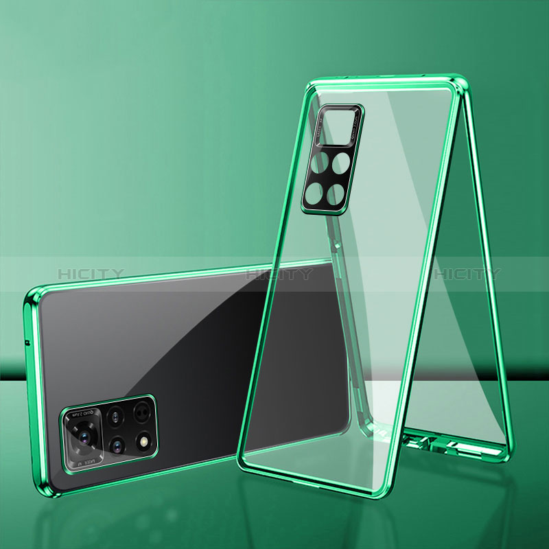 Custodia Lusso Alluminio Laterale Specchio 360 Gradi Cover per Xiaomi Redmi Note 11 4G (2022) Verde