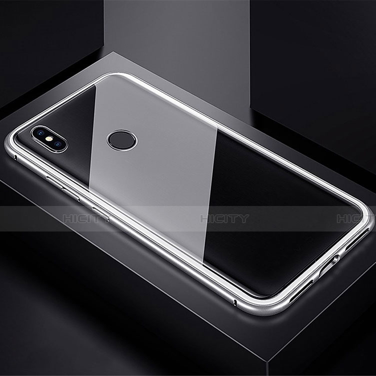 Custodia Lusso Alluminio Laterale Specchio 360 Gradi Cover per Xiaomi Redmi Note 7 Argento