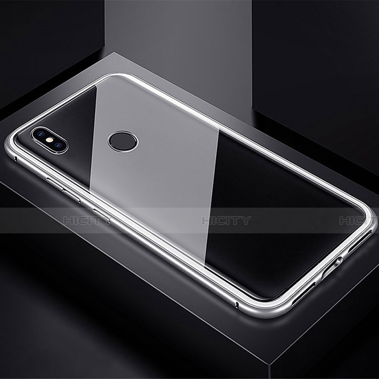 Custodia Lusso Alluminio Laterale Specchio 360 Gradi Cover per Xiaomi Redmi Note 7 Pro Argento