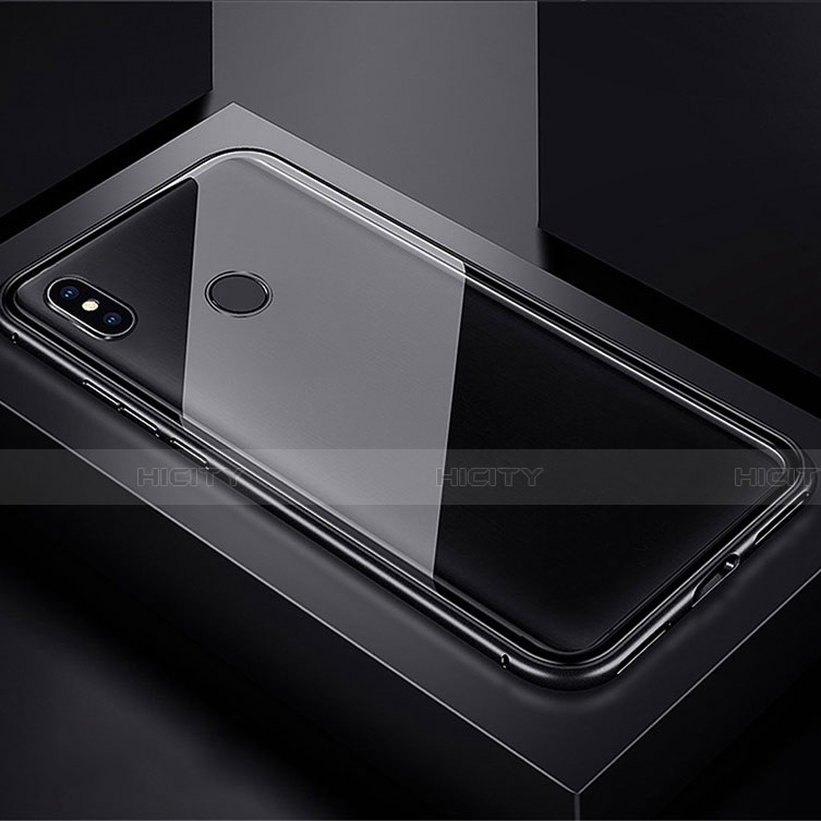 Custodia Lusso Alluminio Laterale Specchio 360 Gradi Cover per Xiaomi Redmi Note 7 Pro Nero