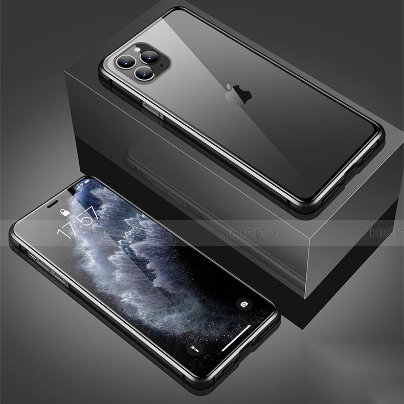 Custodia Lusso Alluminio Laterale Specchio 360 Gradi Cover T01 per Apple iPhone 11 Pro Nero