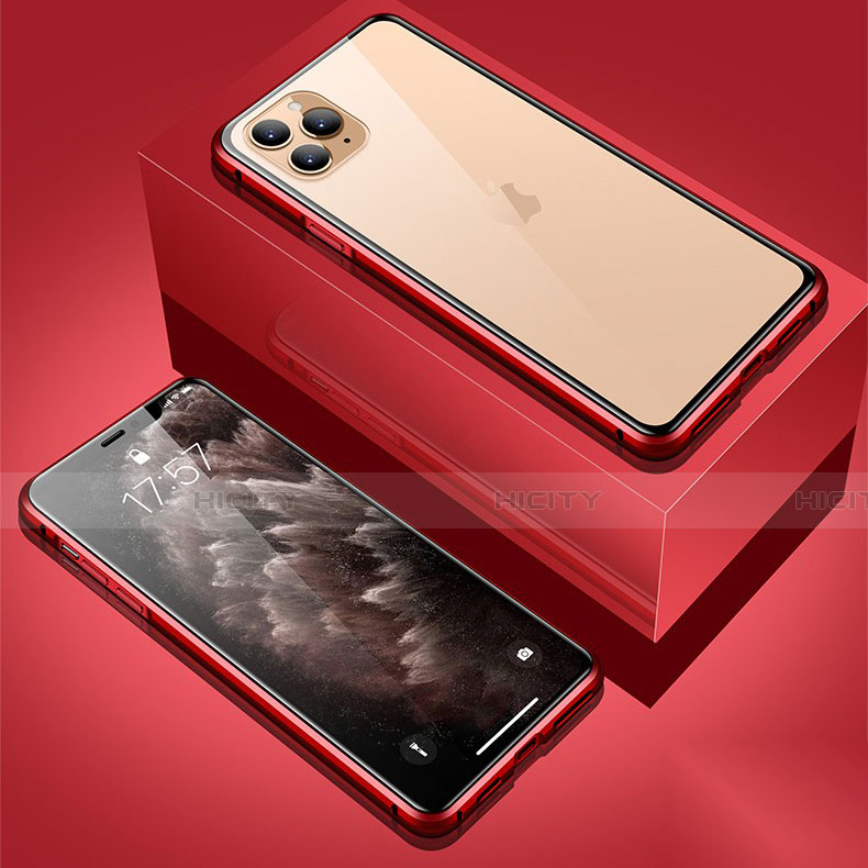 Custodia Lusso Alluminio Laterale Specchio 360 Gradi Cover T01 per Apple iPhone 11 Pro Rosso