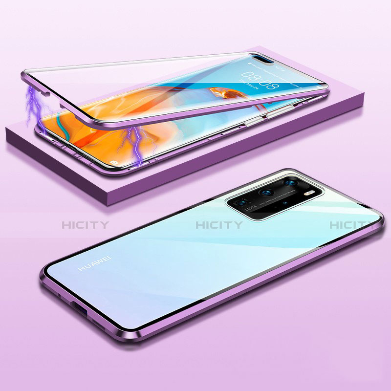 Custodia Lusso Alluminio Laterale Specchio 360 Gradi Cover T01 per Huawei P40 Pro