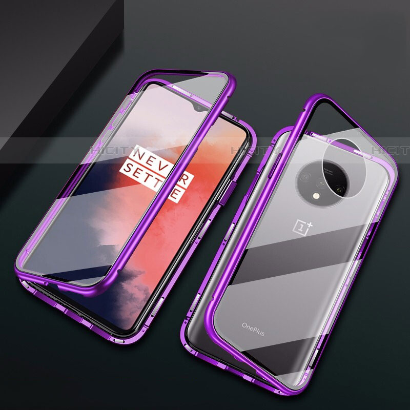 Custodia Lusso Alluminio Laterale Specchio 360 Gradi Cover T01 per OnePlus 7T